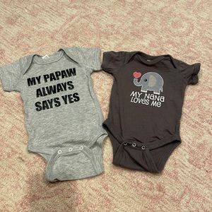 2 onesies size newborn. One (gray) NWOT